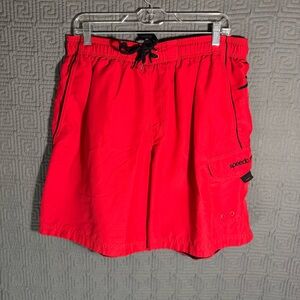 Speedo Swim Trunks Mens Size Large Red Bluff Marina Volley Drawstring